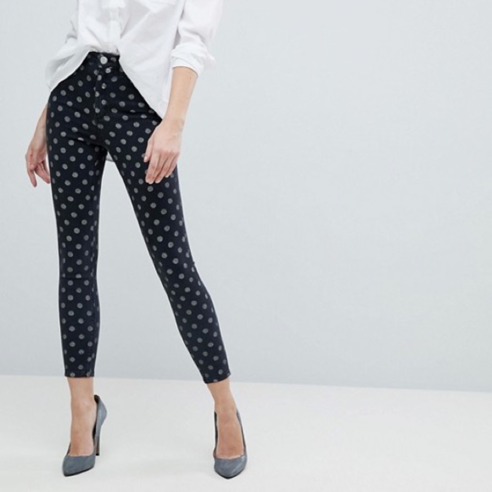 ASOS Polka Dot Skinny Ankle Jeans